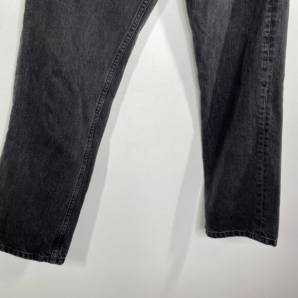 ASOS Black Denim Button Fly High Rise Jeans Straight Women 25 Grunge Cotton - Picture 3 of 7